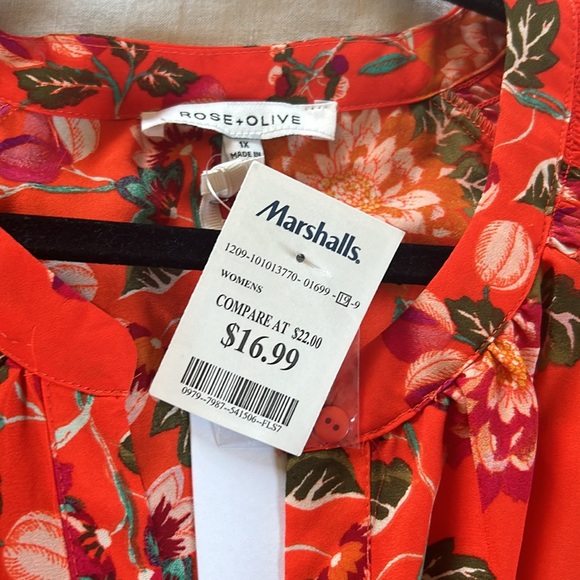 NWT- Orange Chrysanthemum Blouse Sz 1X - Picture 7 of 7